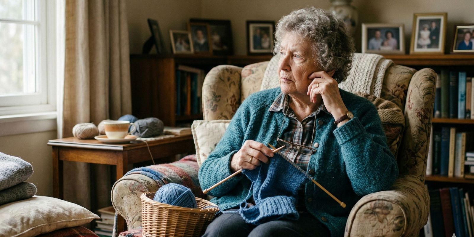 An elderly woman knitting in an armchair | Source: Amomama