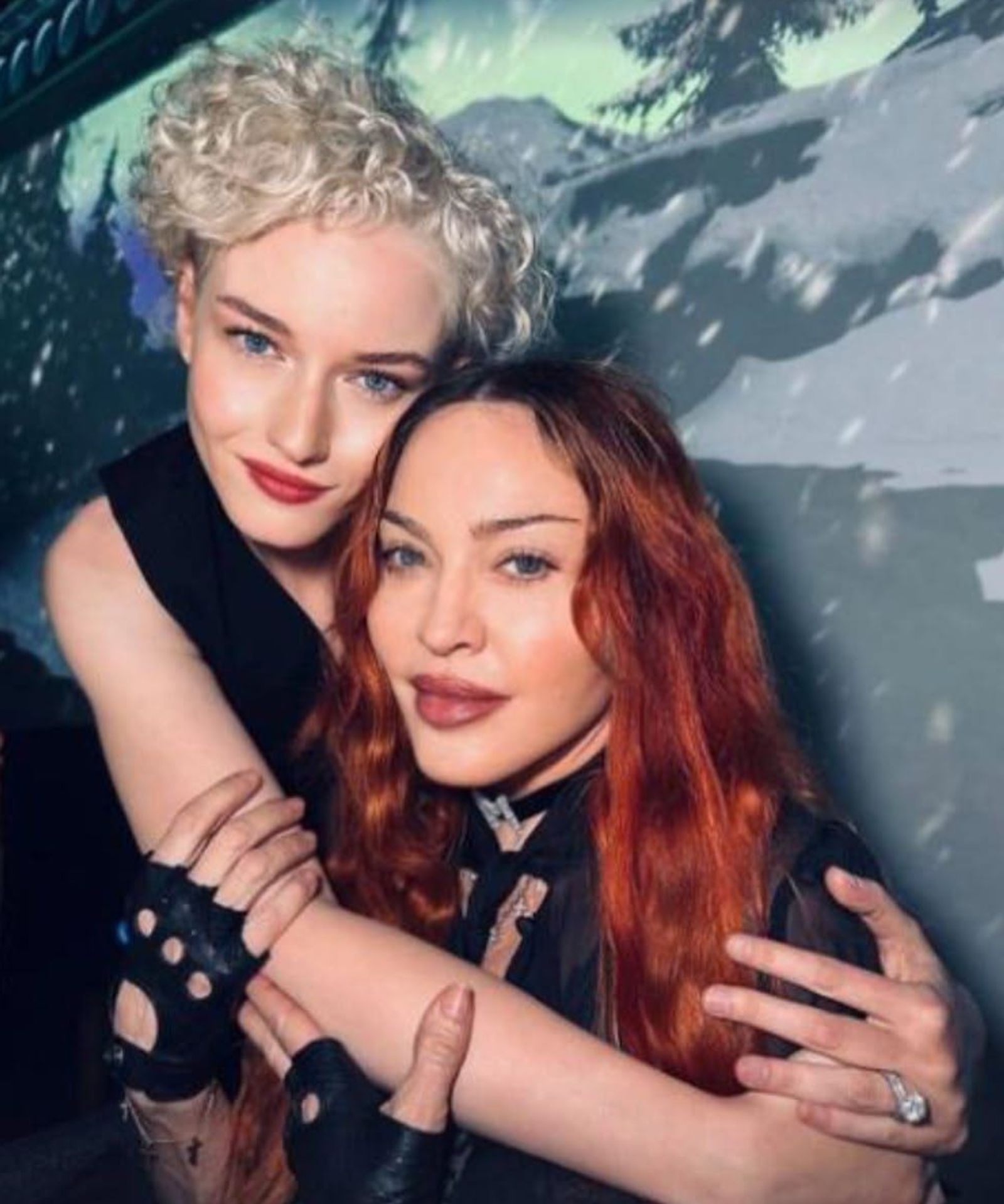 Madonna, 67, shows off done-up complexion and plump pout as she reunites with biopic star Julia Garner in Venice for The Studio filming