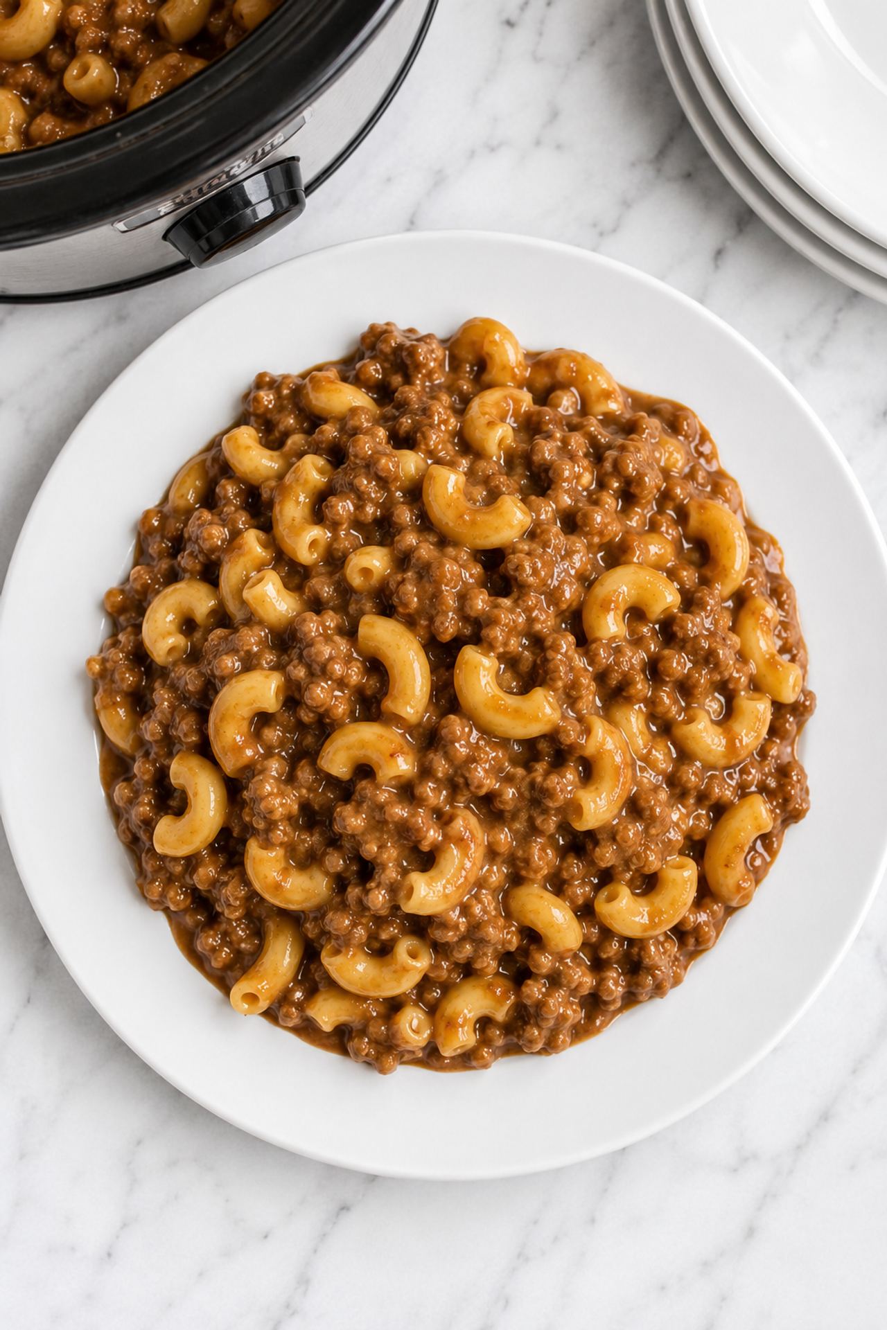4-Ingredient Crockpot Beef Macaroni