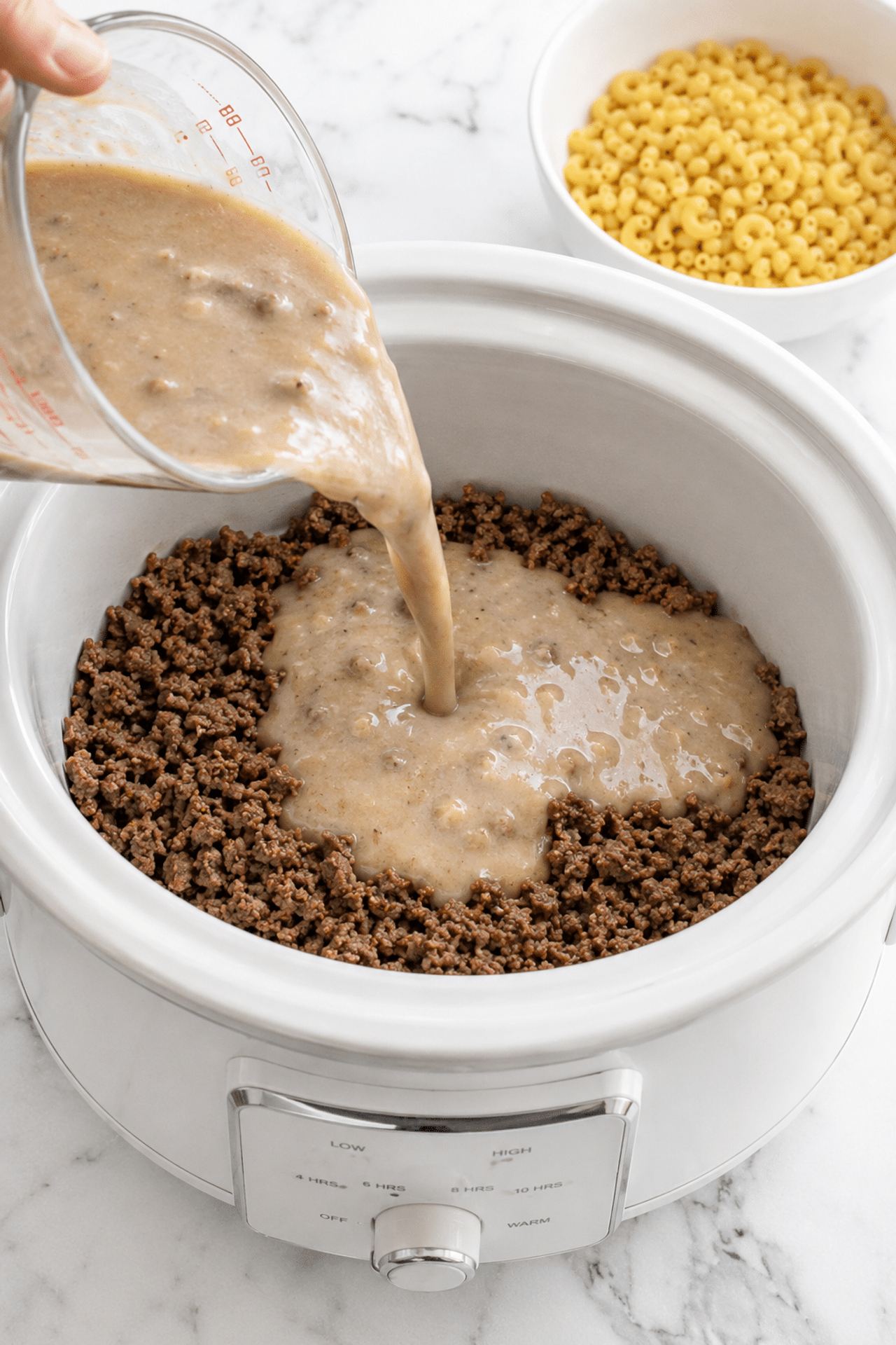 4-Ingredient Crockpot Beef Macaroni