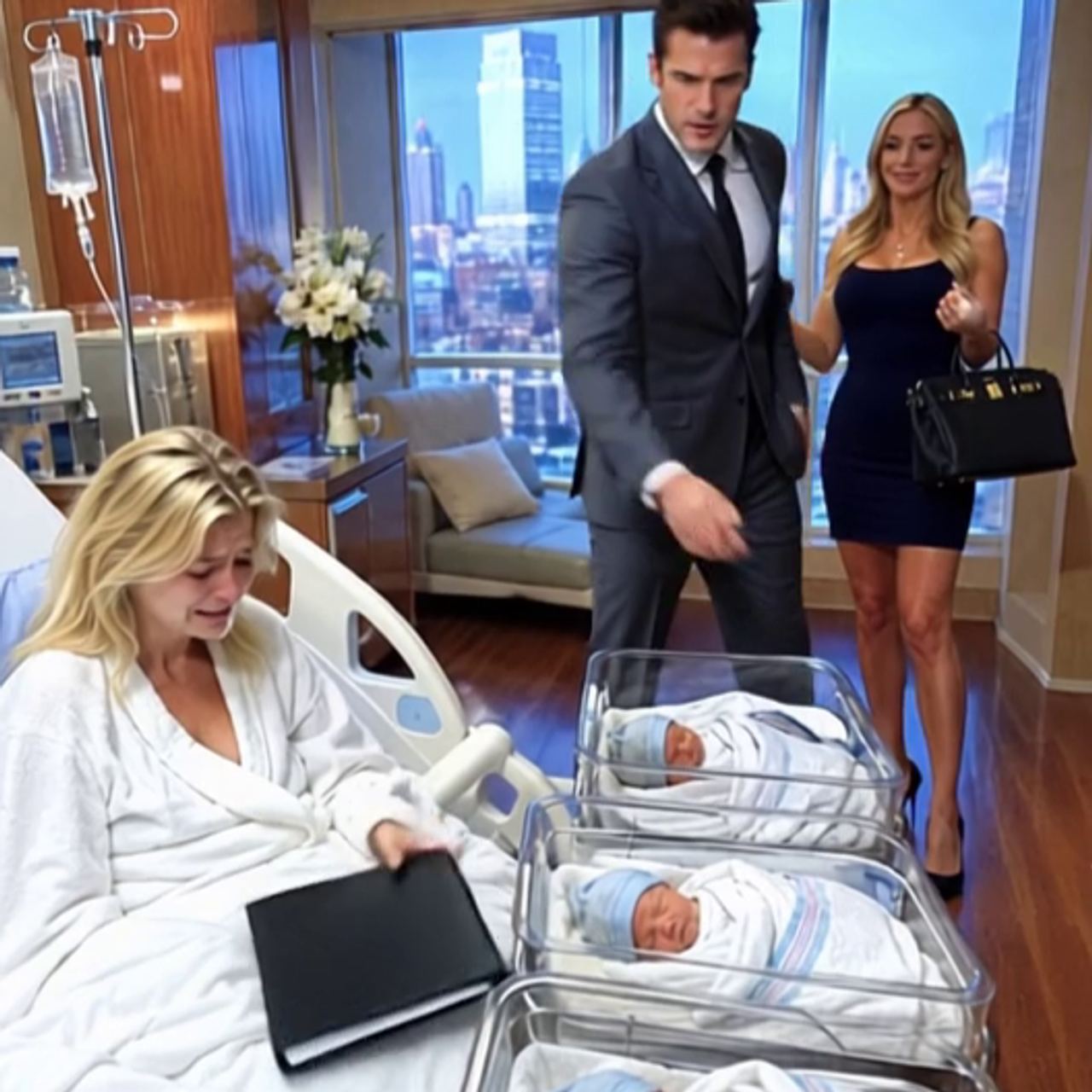 After I gave birth to our triplets, my husband walked into my hospital room with
