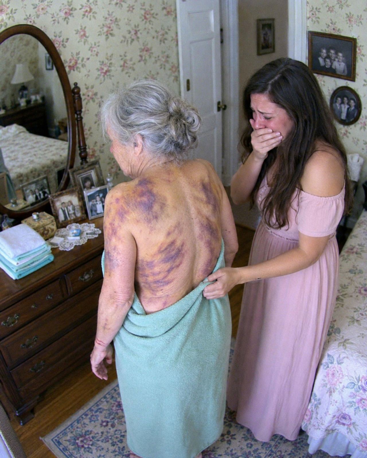 I came home to visit my elderly mother, but when I offered to help bathe her, she shrank back in terror