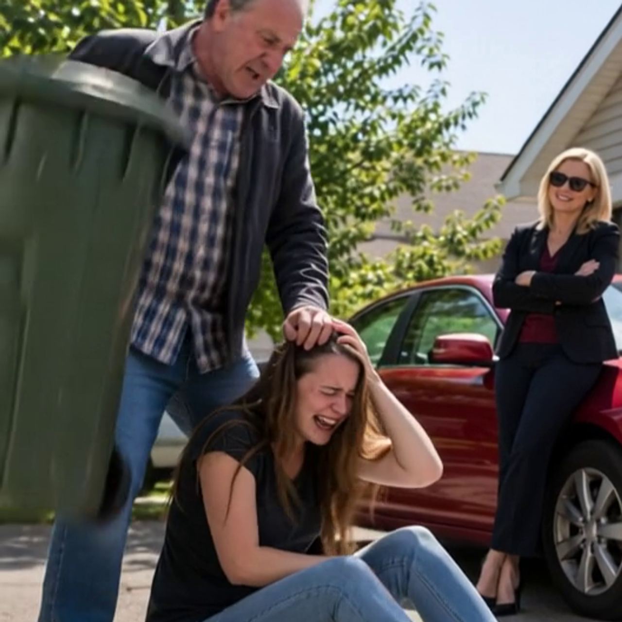 My dad dragged me across the driveway by my hair for blocking my sister’s car.
