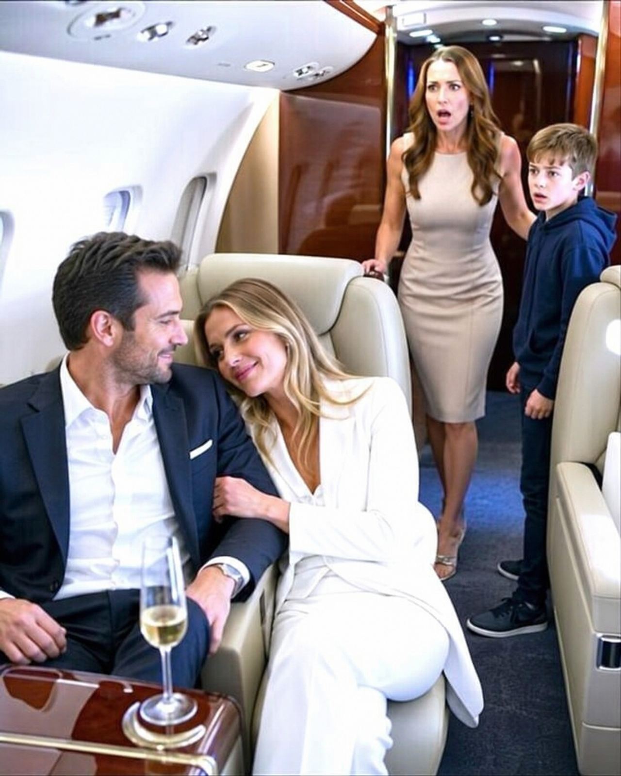 My Son Pointed at a Stranger in First Class and Whispered, “Mom… That’s Dad”