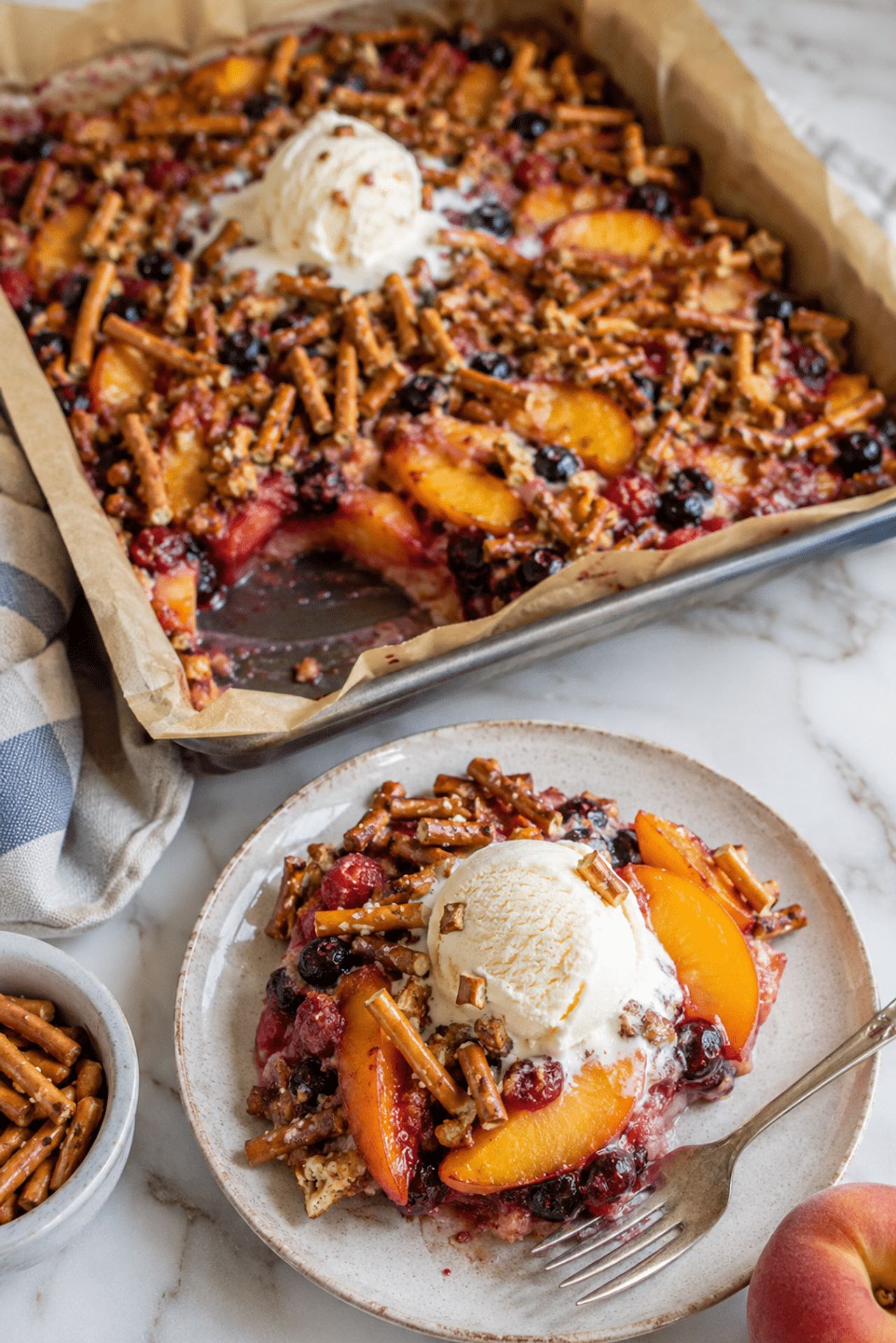 Peach Berry Pretzel Dessert