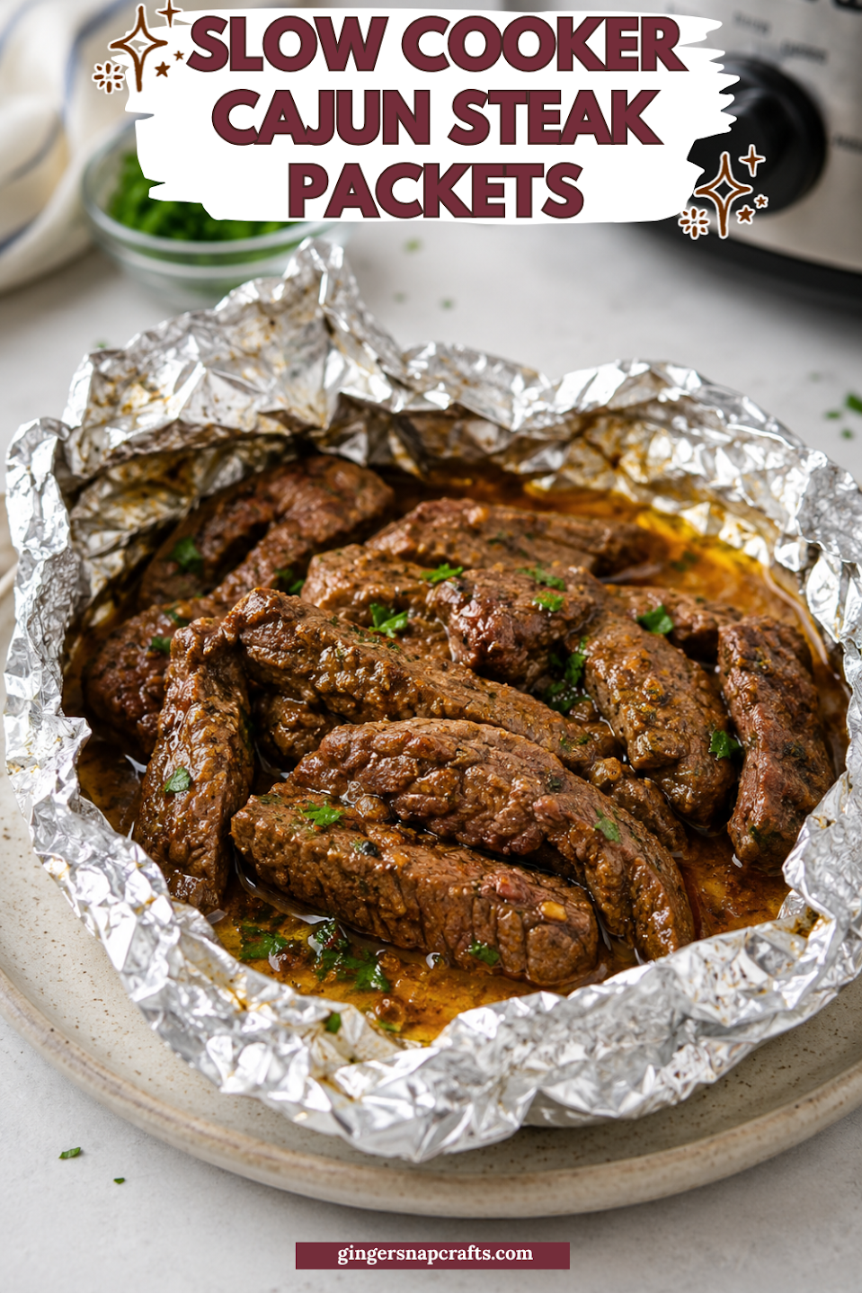 Slow Cooker 3-Ingredient Cajun Steak Packets