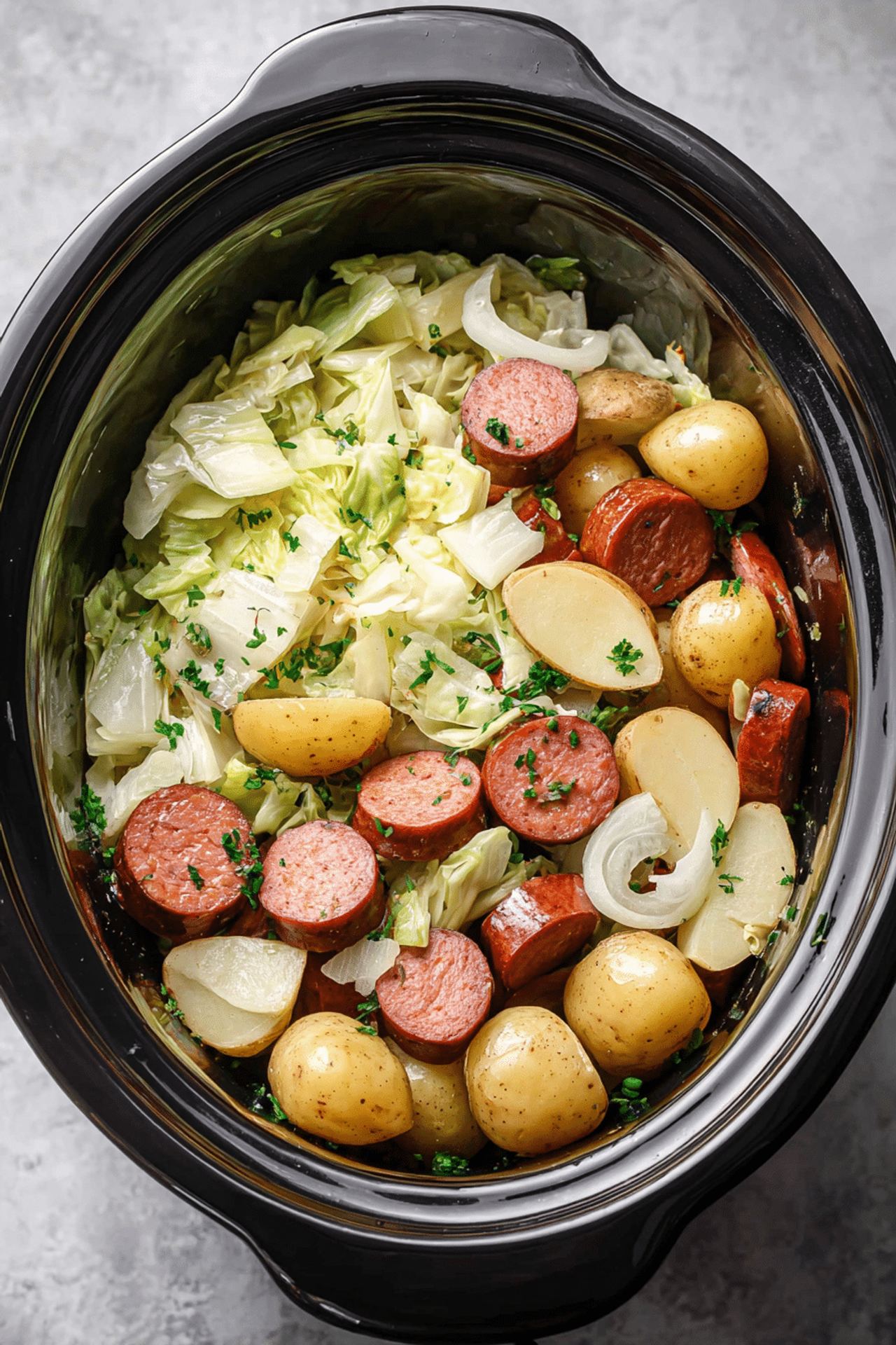 Slow Cooker Sausage and Cabbage