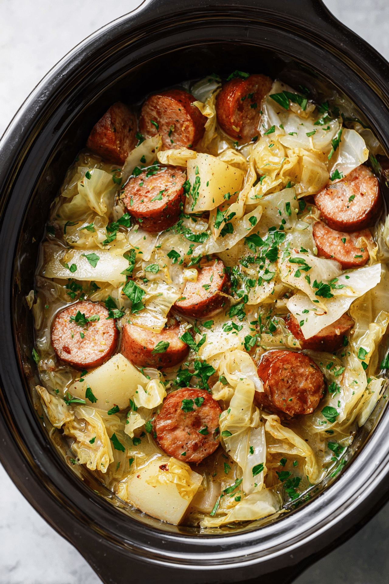 Slow Cooker Sausage and Cabbage