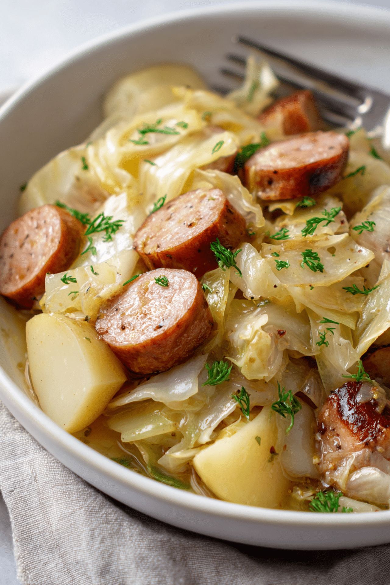 Slow Cooker Sausage and Cabbage