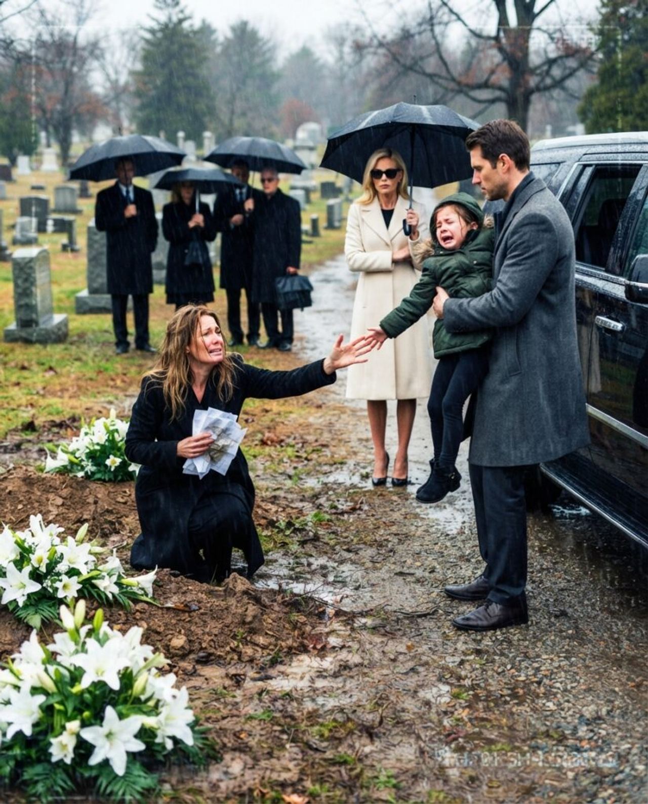 At my parents’ funeral, my husband shoved divorce papers into my hand between two fresh graves, looked me in the eye, an