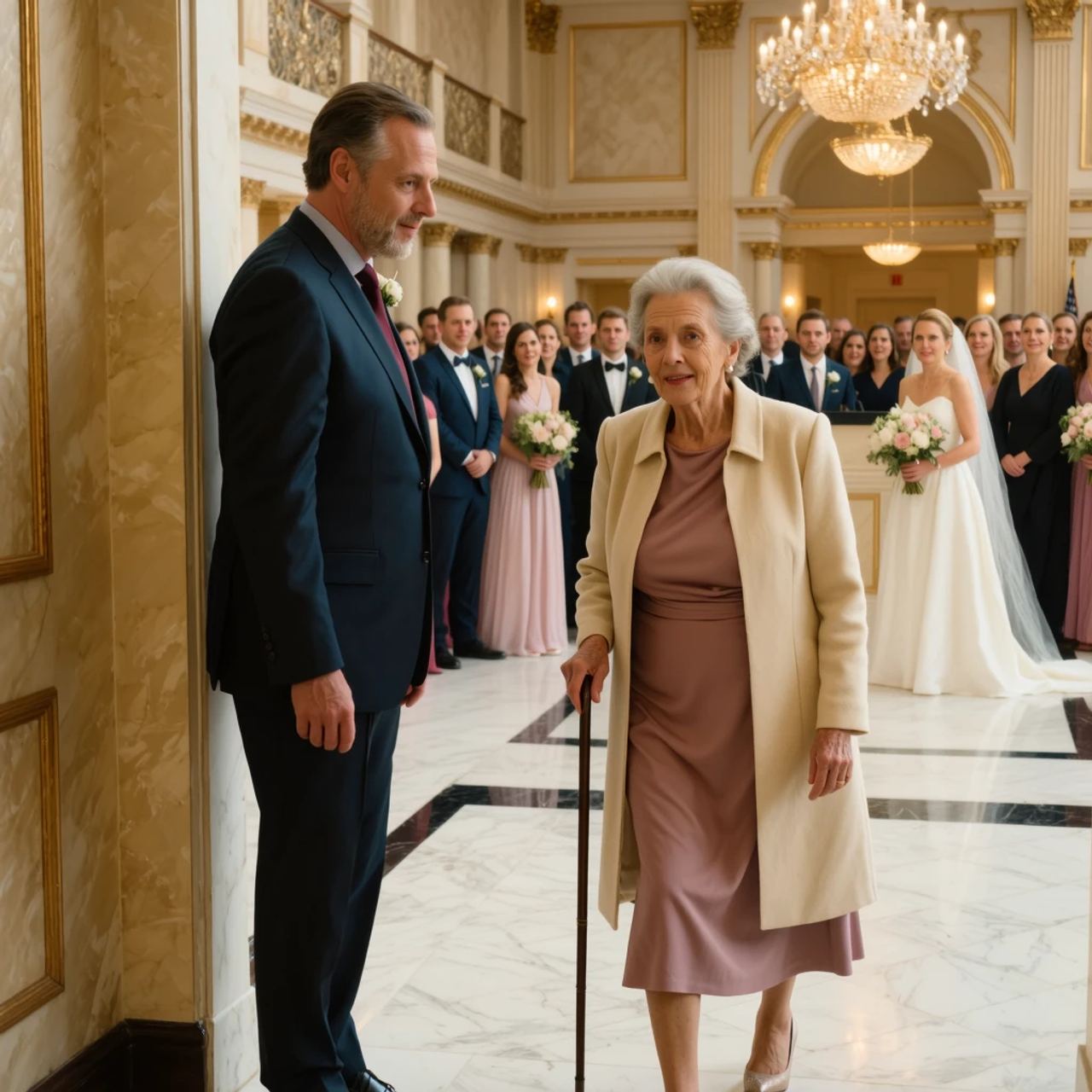 I went to my granddaughter’s wedding. Right at the entrance, my son stopped me and said, “Mom, your name isn’t on the li
