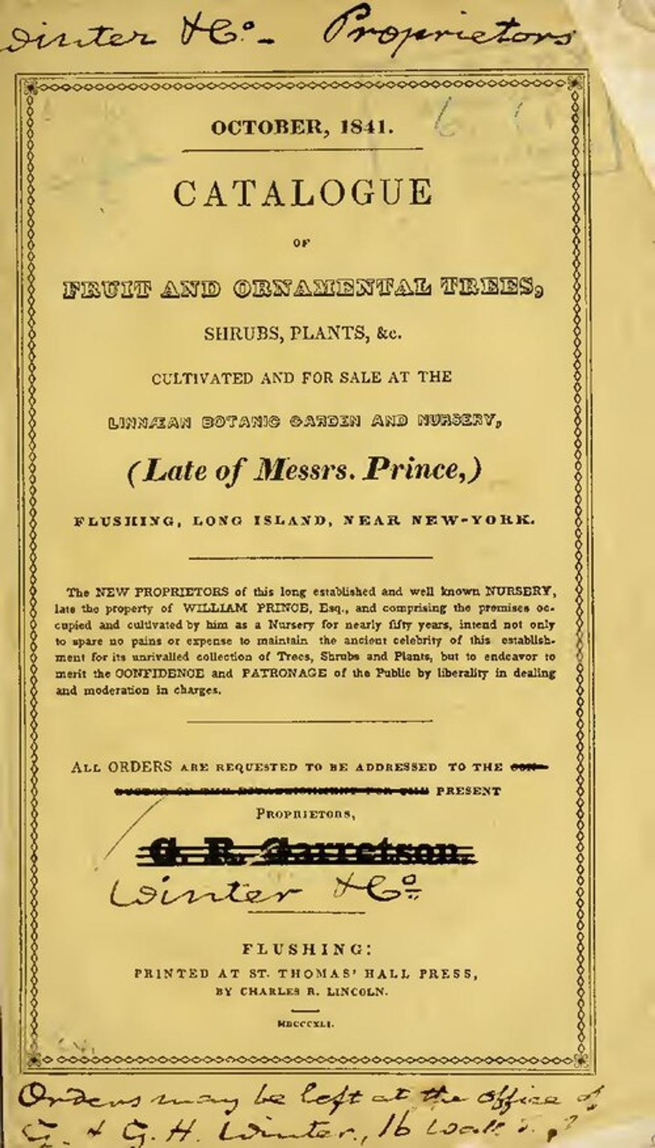 Henry G. Gilbert Nursery and Seed Trade Catalog Collection (IA catalogueoffruit1841wint)