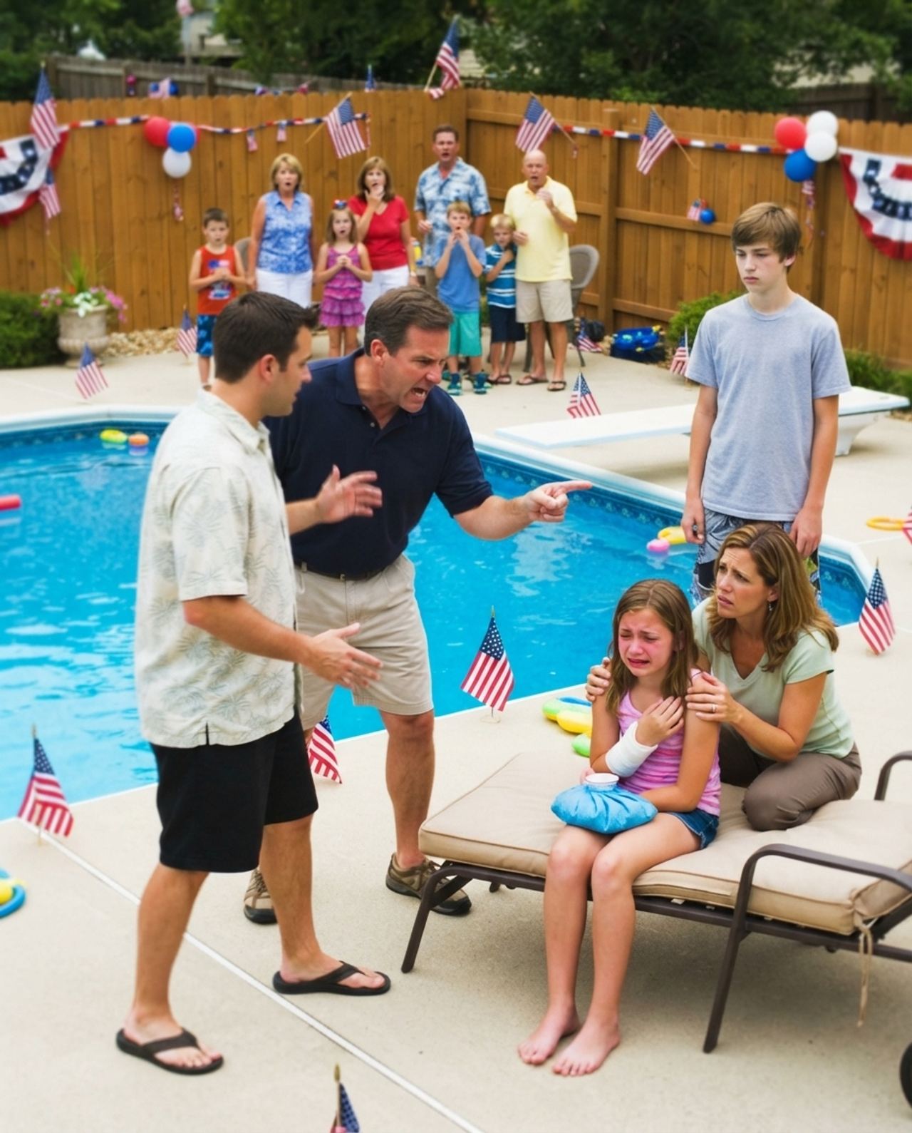 My nephew shattered my daughter’s hand at a family pool party, so I broke his father’s pride right there in front of eve