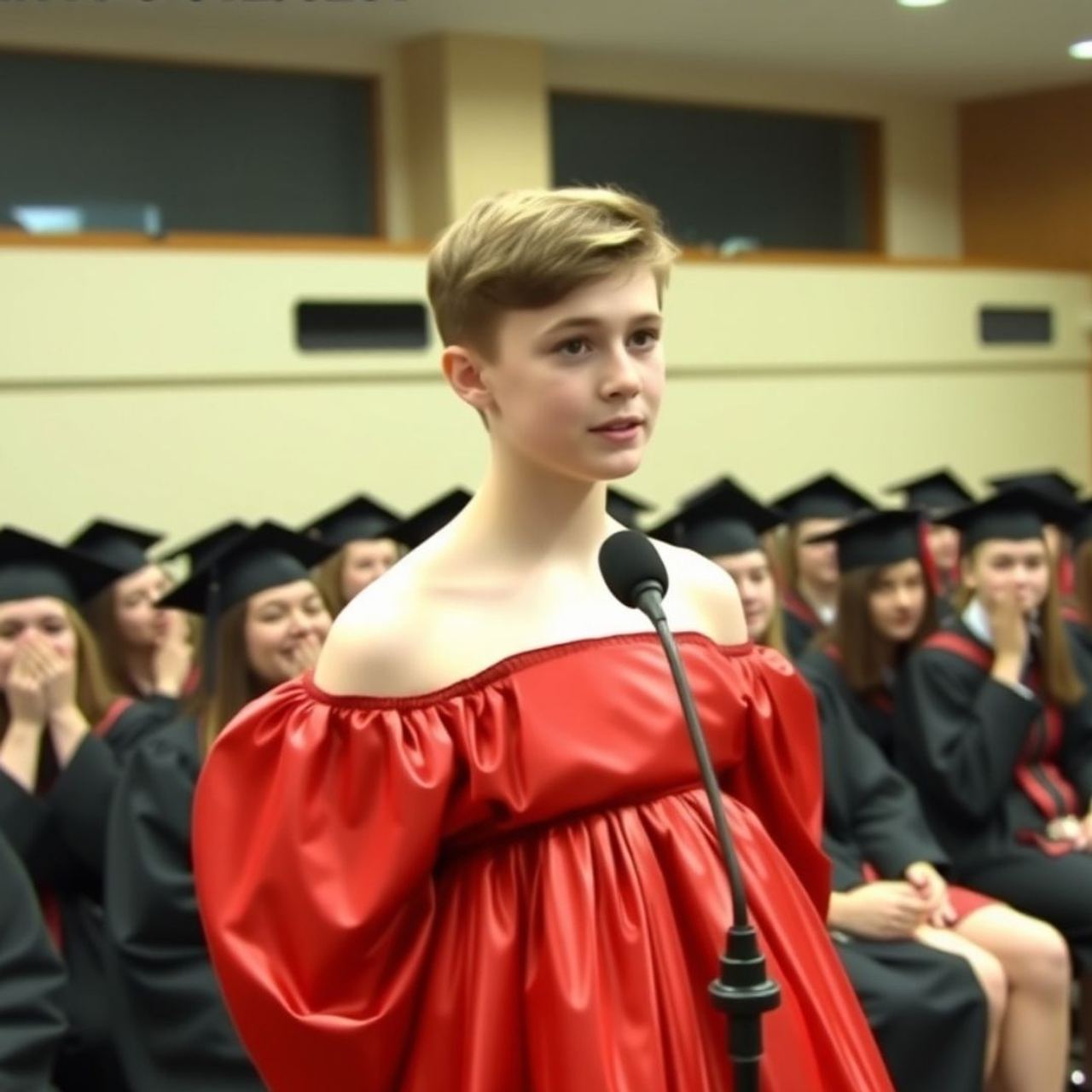 My Son Walked Into Graduation Wearing a Red Dress — The Reason Silenced the Entire Room