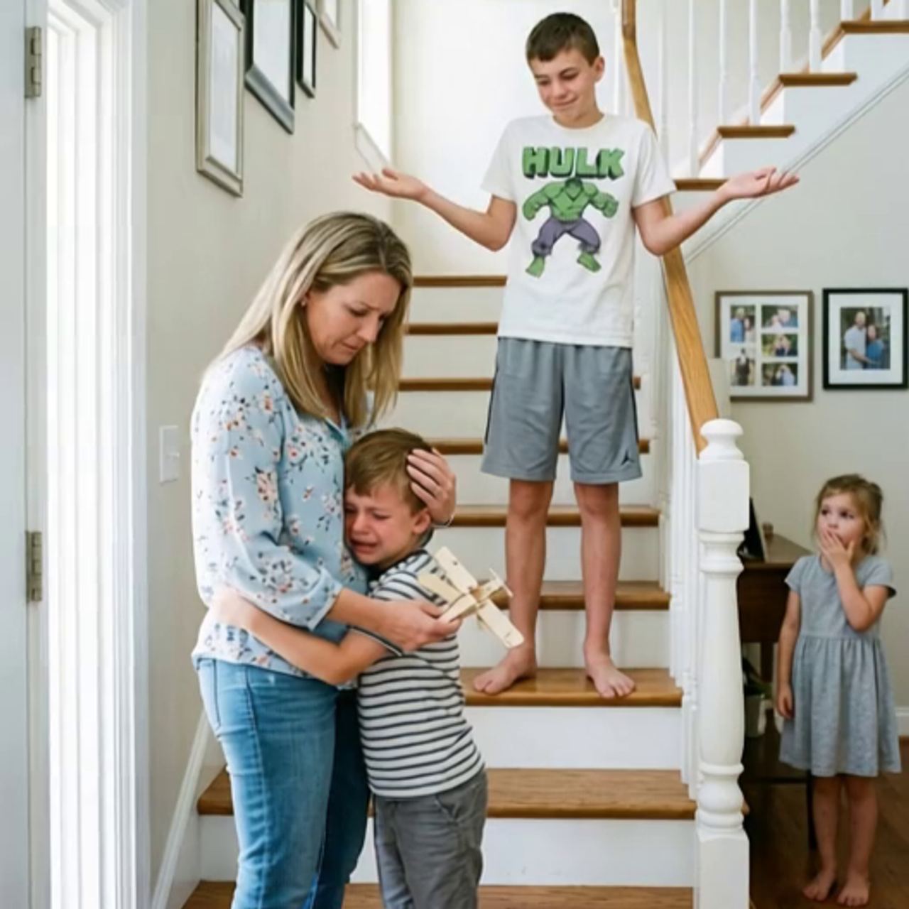 My stepson smashed my son’s handmade airplane, stared directly at me, and said, “YOU’RE NOT