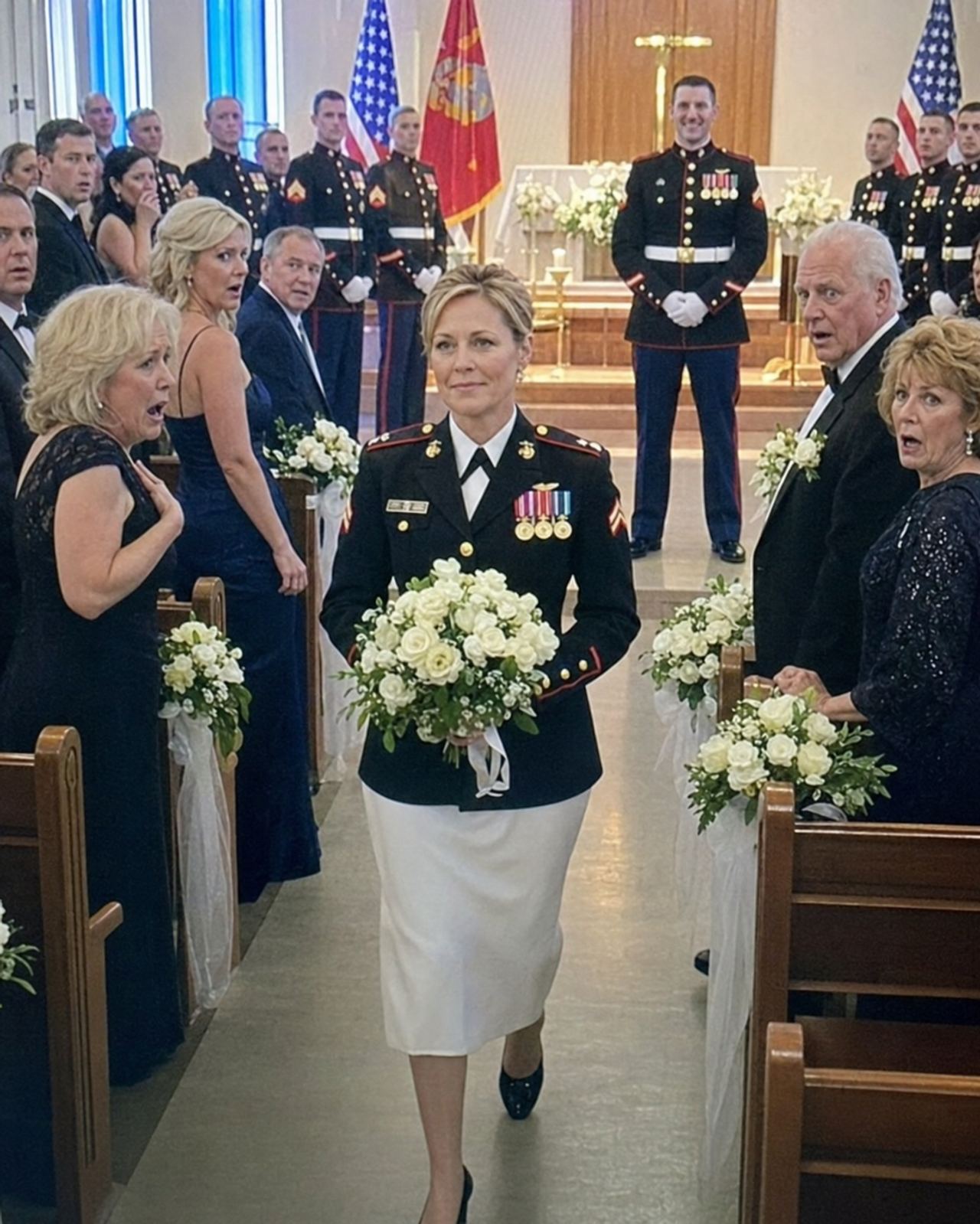 svu My sister laughed when she saw me standing in my military dress blues on my wedding day. She called me embarrassing,